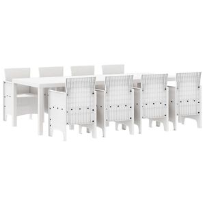 vidaXL Garden Dining Set 9 pcs Light Grey Polt rattan