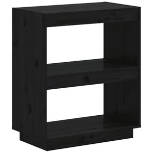 vidaXL Book Cabinet Black 60x35x71 cm Solid Wood Pine
