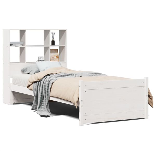 vidaXL Bookcase Bed without Mattress White 90x190cm Single Solid Wood Pine
