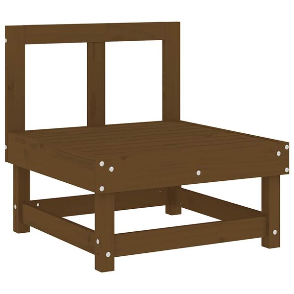 vidaXL Middle Sofa with Cushions Honey Brown Solid Wood Pine