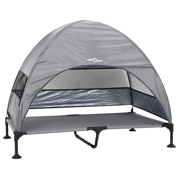 vidaXL Raised Dog Bed Light grey 127 x 81 x 108 cm Fabric and Steel