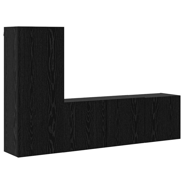 vidaXL TV Wall Unit Wall-mounted 5 pcs Black Oak Engineered Wood