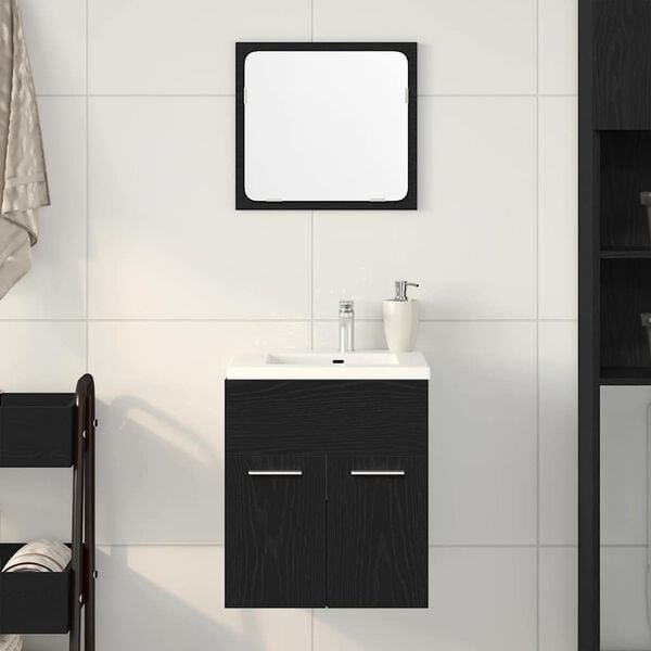 vidaXL 2 Piece Bathroom Furniture Set Black Oak Engineered Wood
