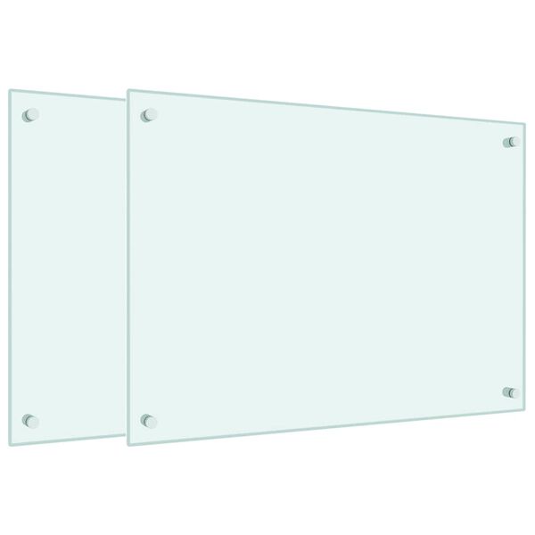 vidaXL Kitchen Backsplashes 2 pcs White 70x50 cm Tempered Glass