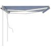 vidaXL Manual Retractable Awning with LED 4.5x3 m Blue and White