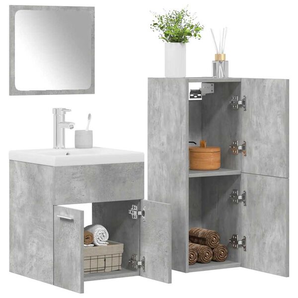 vidaXL 4 Piece Bathroom Furniture Set Concrete Grey Engineered Wood