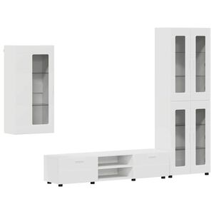 vidaXL TV Cabinet Set with Drawer FLORIN White Engineered Wood