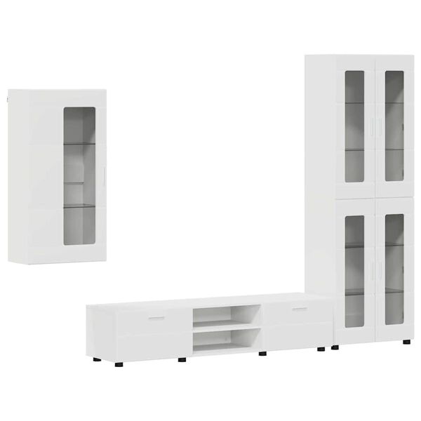 vidaXL TV Cabinet Set with Drawer FLORIN White Engineered Wood