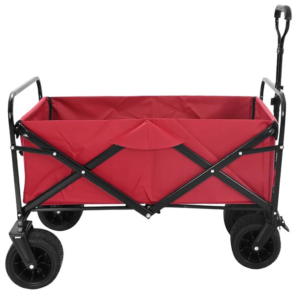 vidaXL Folding Hand Trolley Red 89 x 63 x 96 cm Steel and Oxford Cloth