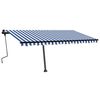 vidaXL Manual Retractable Awning with LED 450x350 cm Blue and White