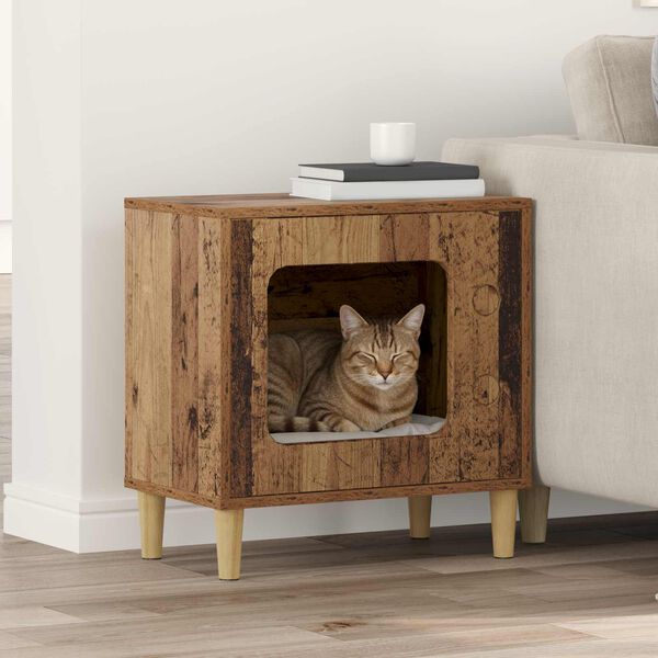vidaXL Cat House Old Wood 51 x 30 x 52 cm Engineered Wood