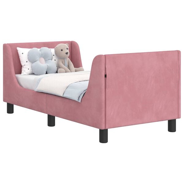 vidaXL Toddler Bed Frame with Headboard Pink 70 x 140 cm Velvet