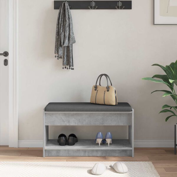 vidaXL Hall Bench with Cushion Concrete Grey 83 x 38 x 45 cm