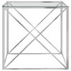 vidaXL Coffee Table Silver 55x55x55 cm Stainless Steel and Glass