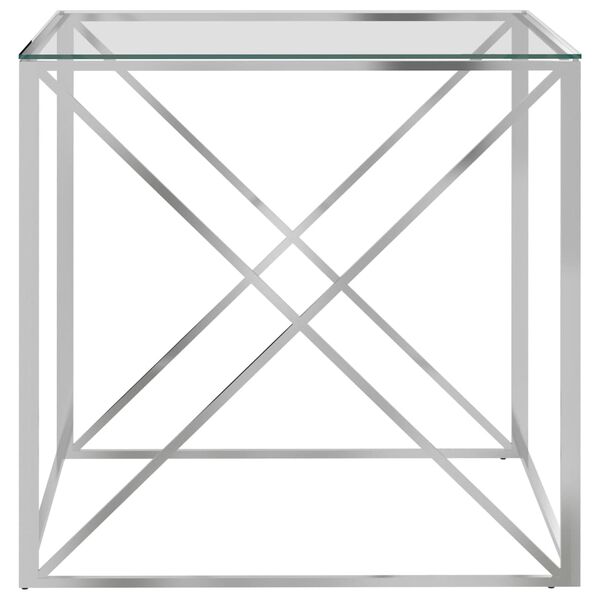 vidaXL Coffee Table Silver 55x55x55 cm Stainless Steel and Glass