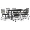 vidaXL 7 Piece Garden Dining Set Black PVC Rattan