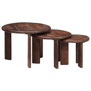 vidaXL Nesting Coffee Tables 3 pcs Dark Brown Solid Mango Wood