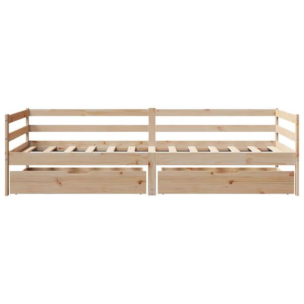 vidaXL Daybed with Drawers without Mattress 90x200 cm Solid Wood