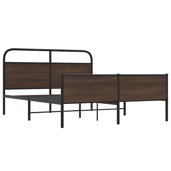 vidaXL Metal Bed Frame without Mattress Brown Oak 150x200 cm King Size
