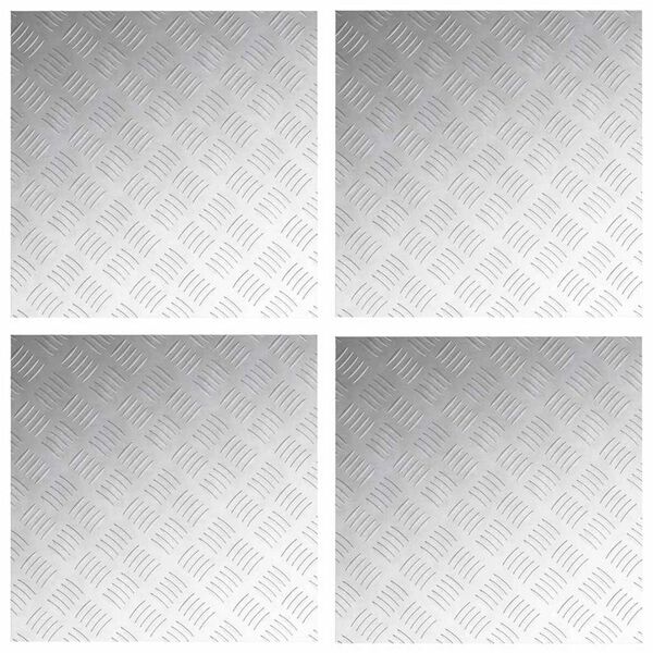 vidaXL Stair Tread Square 4 pcs Silver 50 x 50 cm Aluminium