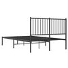 vidaXL Metal Bed Frame without Mattress with Headboard Black 120x190cm