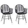 vidaXL Dining Chair 2 pcs Black 44 x 44 x 74 cm Rattan and Iron