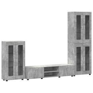 vidaXL TV Cabinet Set with Drawer FLORIN Concrete Grey Engineered Wood