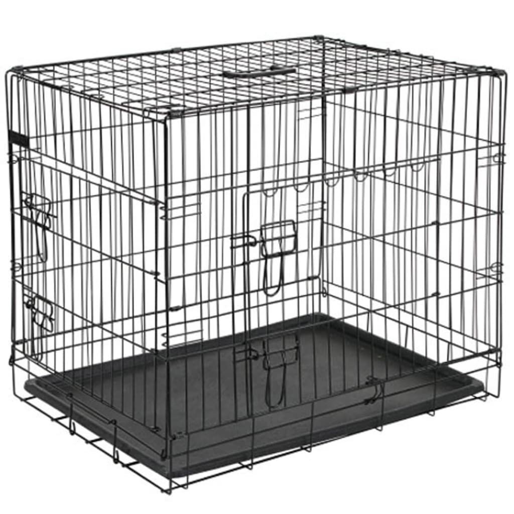 Pet Dog Transport Crate Metal 92.5x57.5x64 cm Black 15003 vidaXL