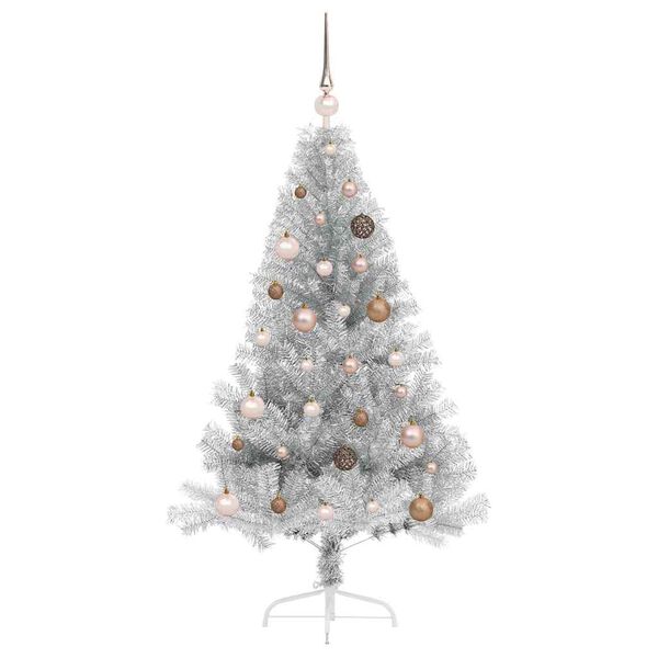 vidaXL Artificial Pre-lit Christmas Tree Silver 150 cm PET