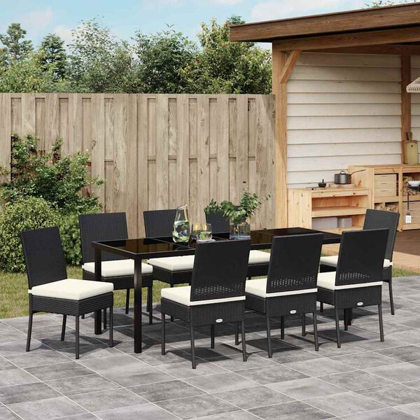 vidaXL Garden Dining Set 9 pcs Cream Powder-Coated Steel