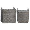 vidaXL Planter Basket with Storage 2 pcs Grey Lacak Rattan