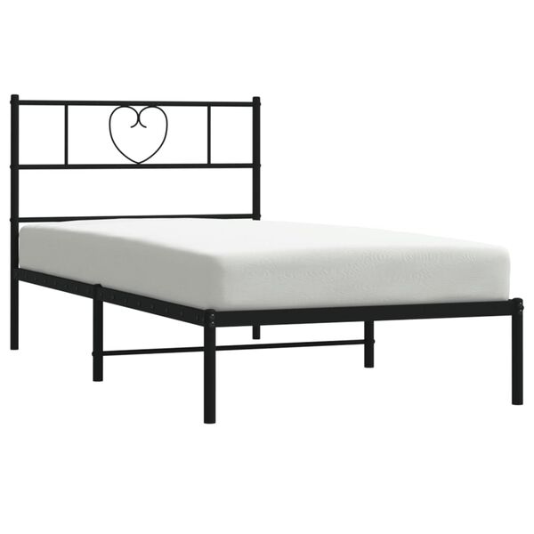 vidaXL Metal Bed Frame without Mattress with Headboard Black 80x200cm