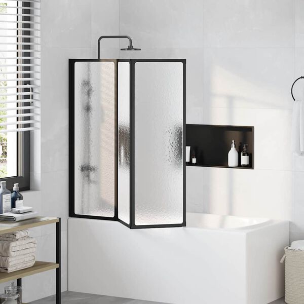 Shower Bath Screen Wall 117 x 120 cm 3 Panels Foldable