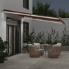 vidaXL Manual Retractable Awning with LED Brown 450x350 cm