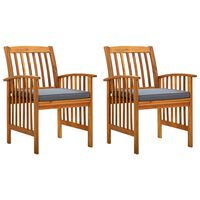 vidaXL Garden Dining Chairs 2 pcs with Cushions Solid Acacia Wood
