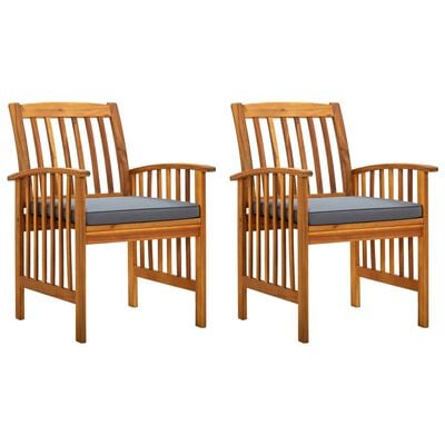 vidaXL Garden Dining Chairs 2 pcs with Cushions Solid Acacia Wood