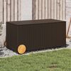 vidaXL Garden Storage Box with Wheels Brown 190L Poly Rattan