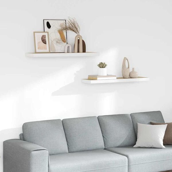 vidaXL Floating Wall Shelves 2 pcs Oak and White 90x23.5x3.8 cm MDF