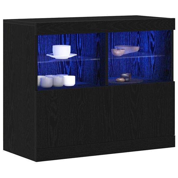 vidaXL LED Sideboard Black 81 x 37 x 66.5 cm Engineered Wood