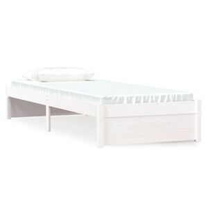 vidaXL Bed Frame without Mattress White Solid Wood 75x190 cm Small Single