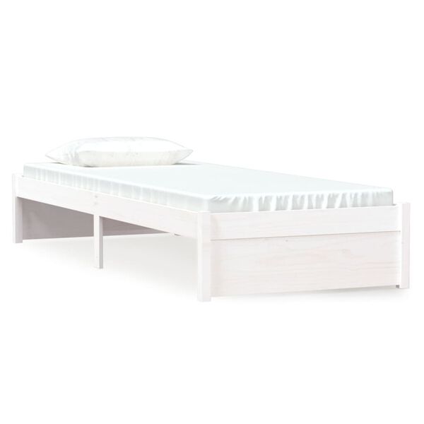 vidaXL Bed Frame without Mattress White Solid Wood 75x190 cm Small Single
