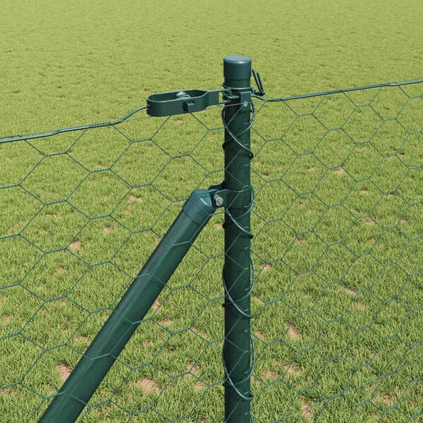 vidaXL Fence Post Green 25 x 1.4 m (50 mm mesh) Steel and PVC