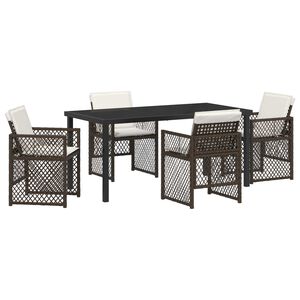 vidaXL Garden Dining Set 5 pcs Brown Poly Rattan