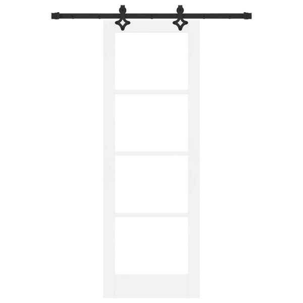 vidaXL Sliding Door White 73.5 x 211 cm Solid Pine Wood and Glass