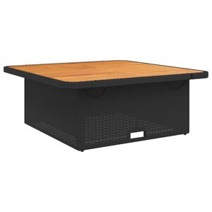 vidaXL Garden Table Black 110x110x71 cm Poly Rattan and Acacia Wood