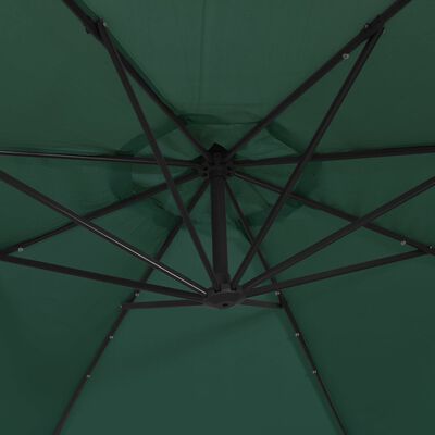 vidaXL Cantilever Umbrella with LED Lights and Metal Pole 350 cm Green