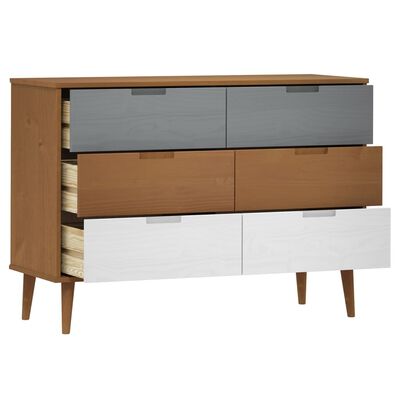 vidaXL Drawer Cabinet MOLDE Brown 113x40x80 cm Solid Wood Pine