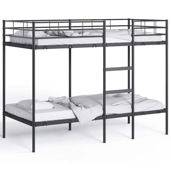 vidaXL Bunk Bed without Mattress Black 90x200 cm Steel