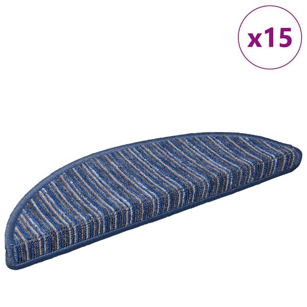 vidaXL Self-adhesive Stair Mats 15 pcs Blue 56 x 17 x 3 cm