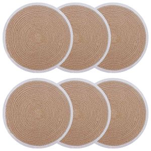 vidaXL Jute Placemets 6 pcs Natural and White 100% Tossa Jute